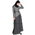Casual Denim abaya- Grey-Black